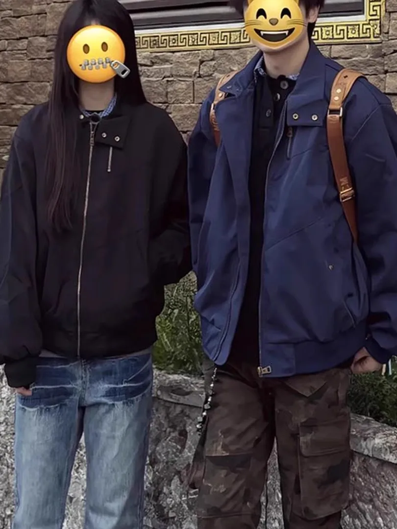 

Deconstructed Patchwork Flight Jaet Men's ort Sle American Workwear Outerwear Loose Fit Autumn High-End Sensation