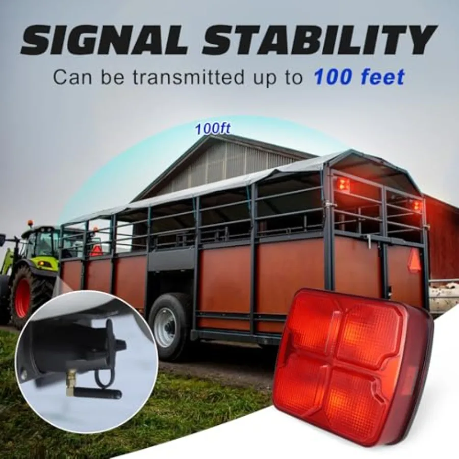 Wireless Trailer Lights Kit for Towing Truck Rechargeable LED Tow Light with Super Magnetic 7 Way to 4 Way Transmitter for Boat