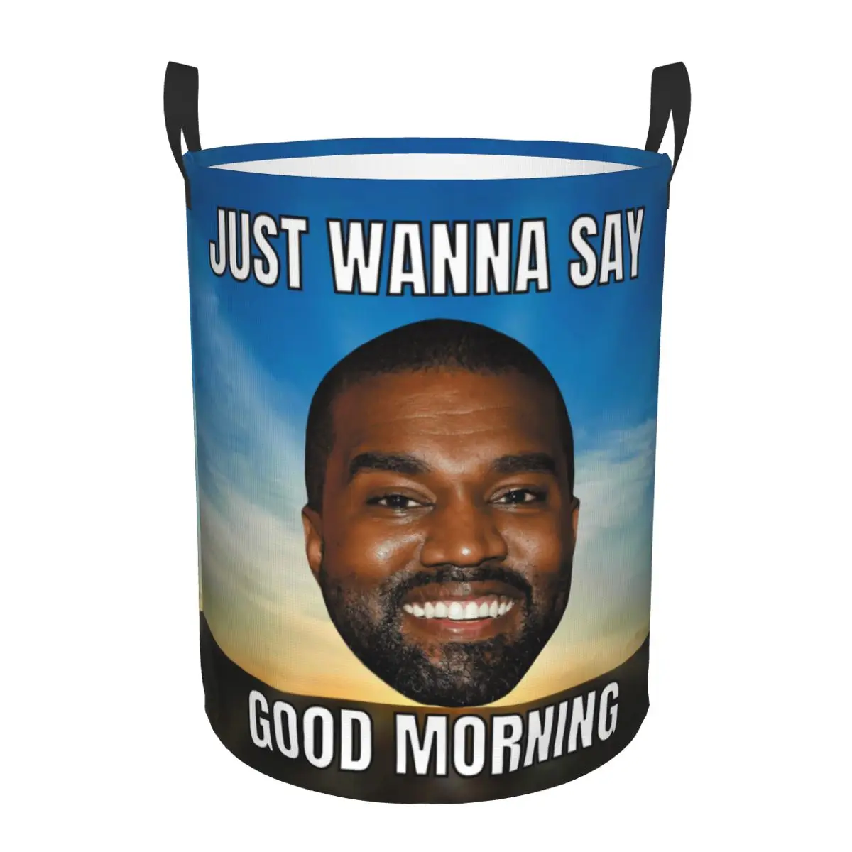 Custom Funny Kanye West Meme Laundry Basket Foldable Large Capacity Clothing Storage Bin POP Rapper Baby Hamper