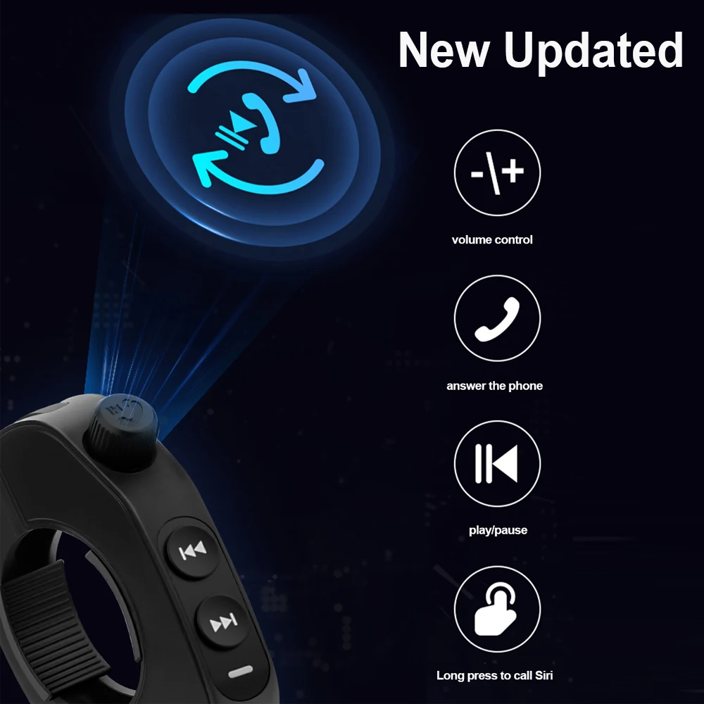 V5.3 Wireless Handlebar Remote Controller Motorcycle Helmet Headset Remote Buttons Handsfree Voice Assistant Kit Waterproof