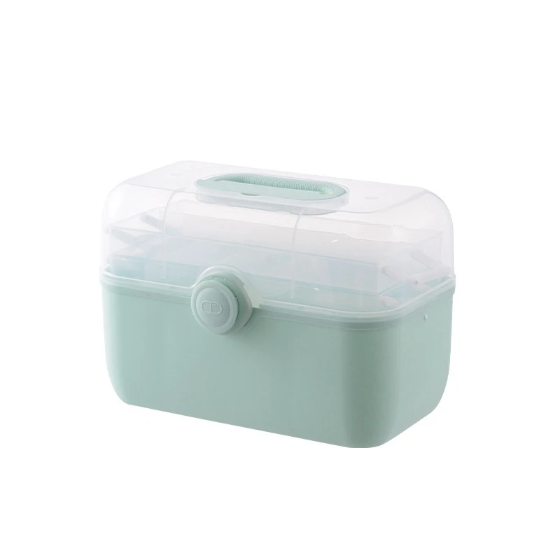 Big Capacity Family Medicine Organizer Box Storage Box Green Plastic Container Family Emergency Kit Box