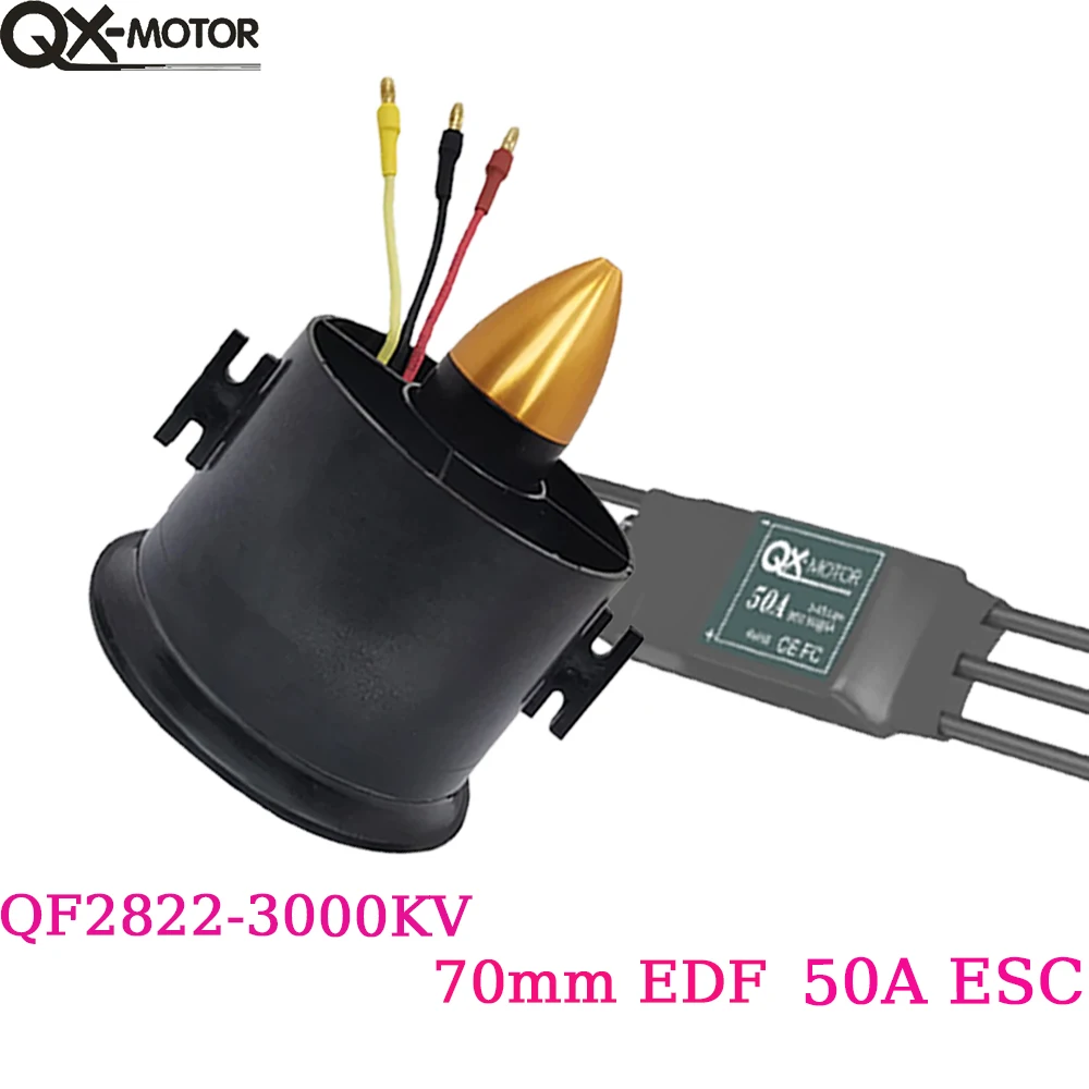 

70mm EDF 6 Blades Ducted Fan QF2822-3000KV Brushless Motor With 50a ESC For Remote Control Toy Accessories