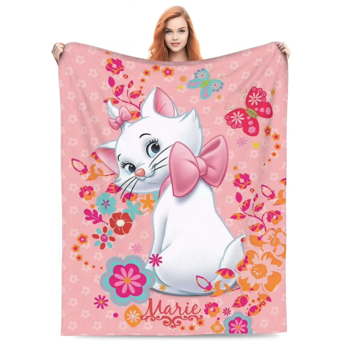 Super Warm Blanket Travel The Aristocats Marie Throw Blanket Flannel Bedspread For Bedroom Print Sofa Bed Cover