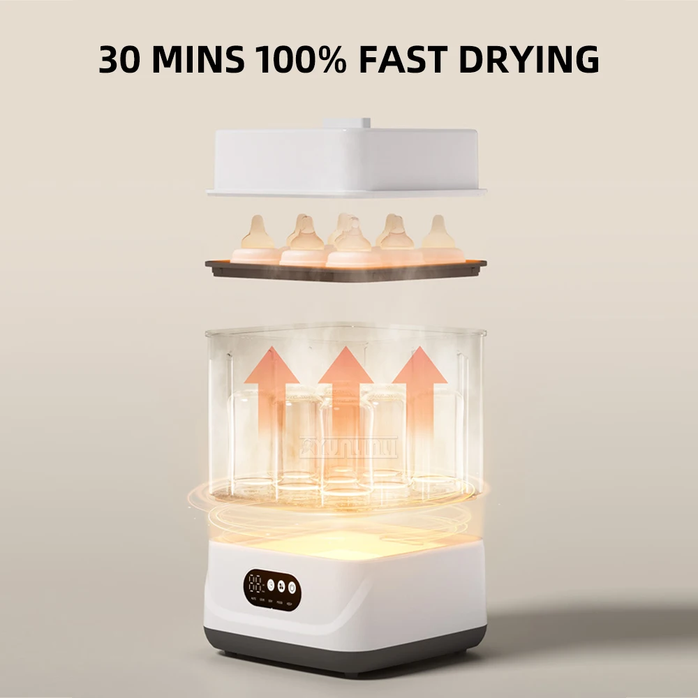 HJ-E06 자동 스팀 건조기 2-in-1 대용량 병 젖꼭지 소독 및 건조기