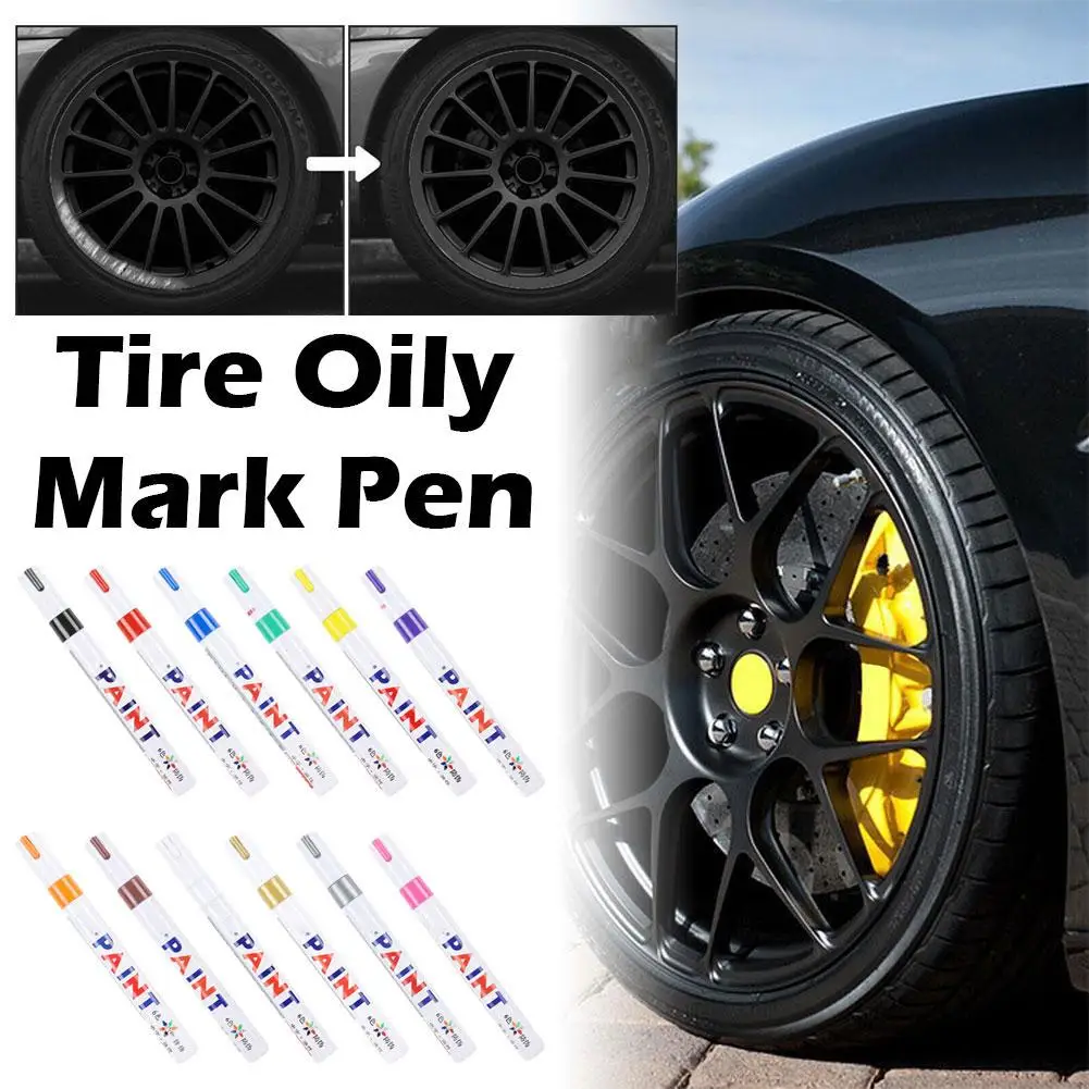 1pc Waterdichte Autolak Pen Autoband Loopvlak Cd Marker Schilderen Band Permanente Auto Mark Pen Metalen Auto rubber Vette Whe D6y7