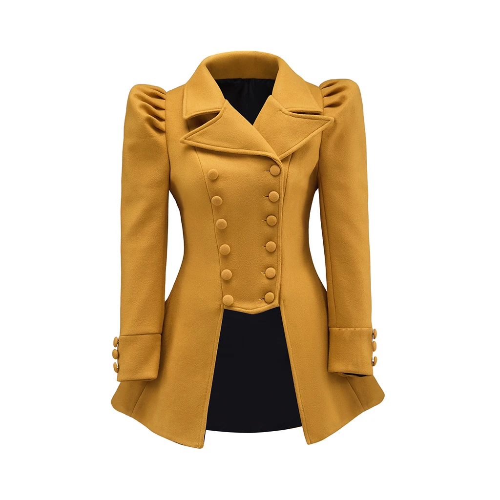 

Victorian Women Retro Gothic Jacket Costume Double Breasted Steampunk Yellow Jacket Victorian Military Jacket Top