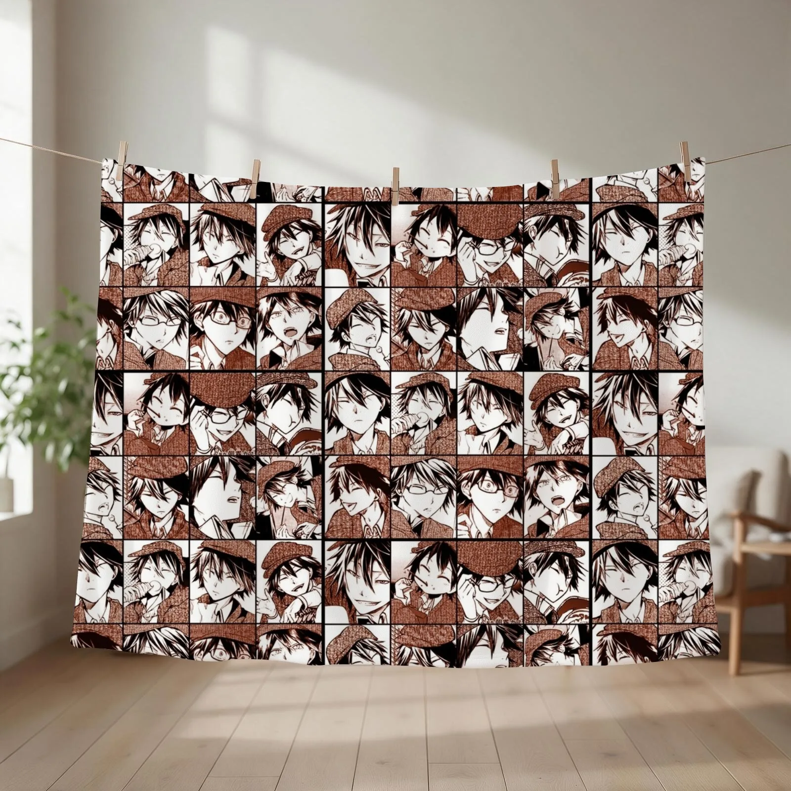 Detective Bungou s d collage- manga panel color version Throw Blanket couch cozy soft plush fuzzy picnic outdoor blanket