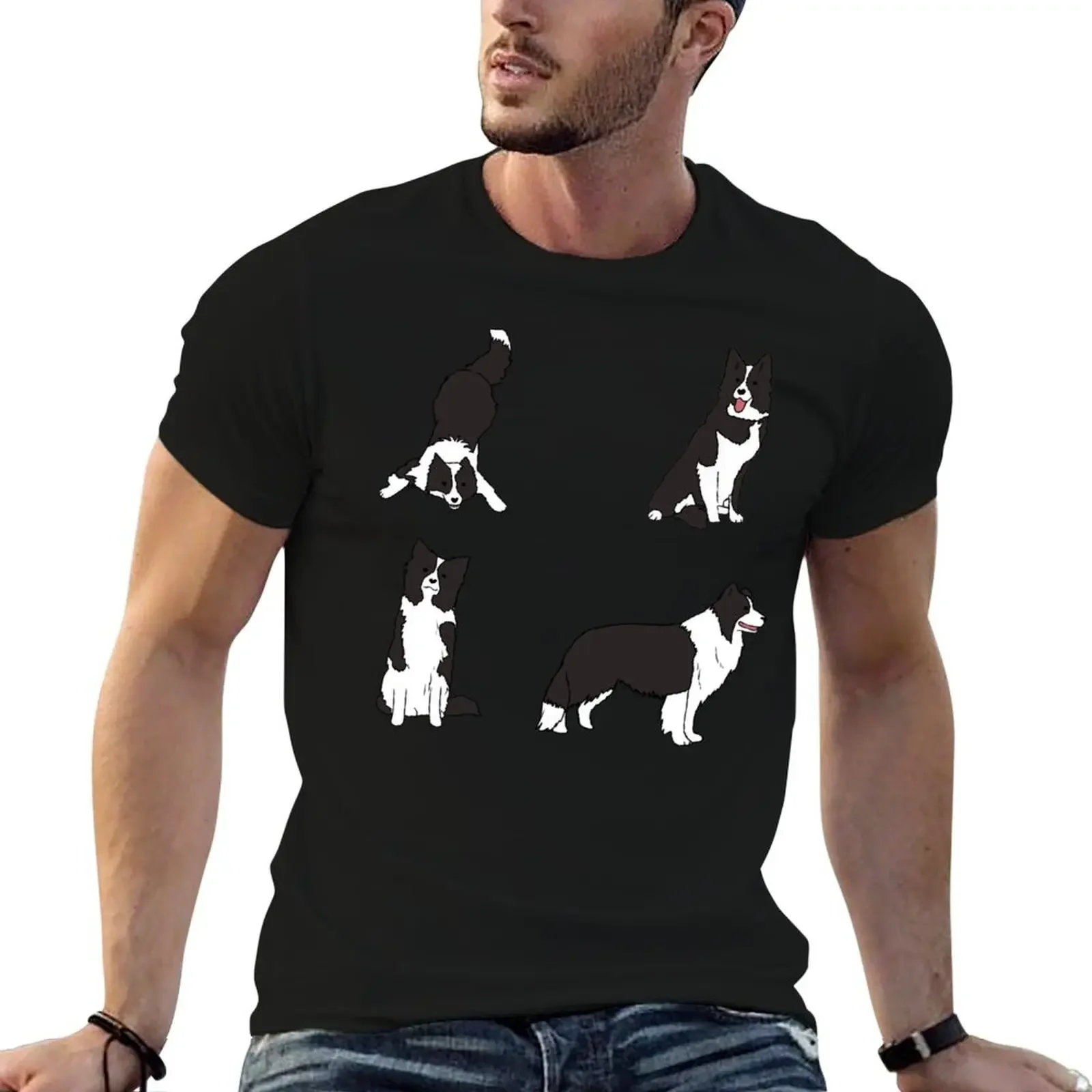 border collie pack Fitted T-Shirt quick-drying customs design your own shirts men graphic