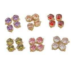 10x7mm 14K Gold Plated Brass with Cubic Zircon Stone Connector Charm for Bracelet Necklace DIY Jewelry Making Accessories