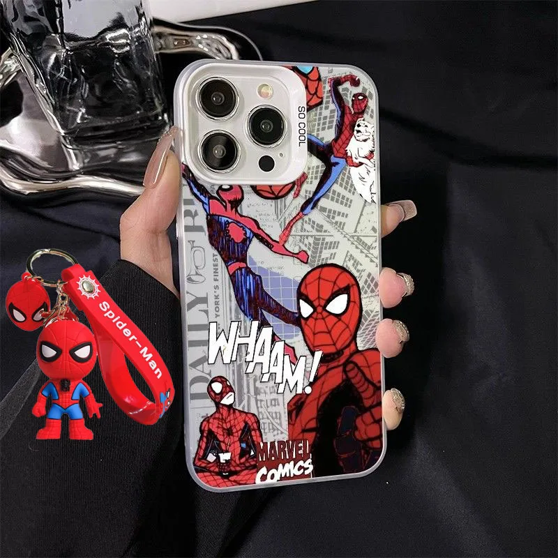 Marvel Spider Man and Pendan Phone Case for iPhone 16 15 14 Plus 13 12 MINI 11 iPhone13 Pro Max X Xs XR 8 7 Y2K Matte Hard Cover