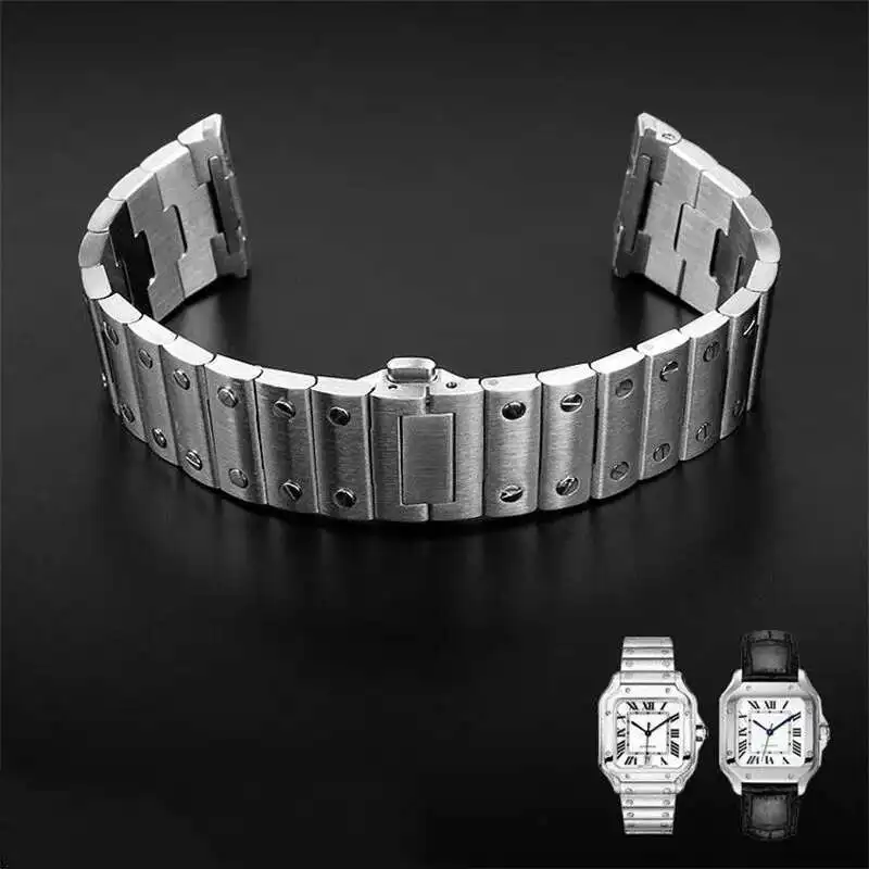 

Ремешок для часов из нержавеющей стали 316L с изогнутым концом, мужской однотонный браслет Ks 21 мм, подходит для автоматических часов CARTI Santos WSSA0018