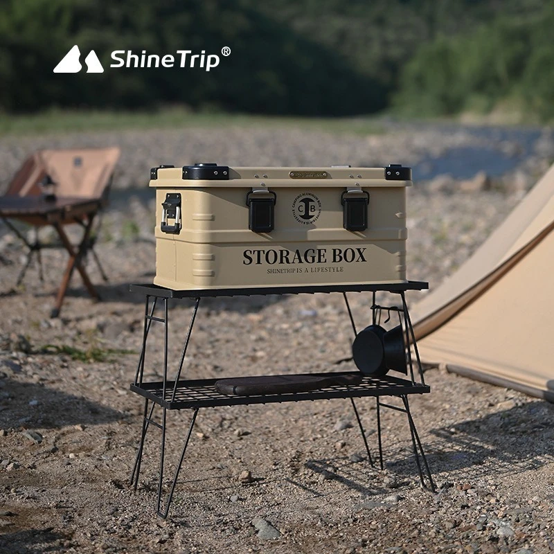ShineTrip Outdoor Aluminum Alloy Large Capacity Storage Box, Camping Storage Multi functional Waterproof Car Box, Storage Basket