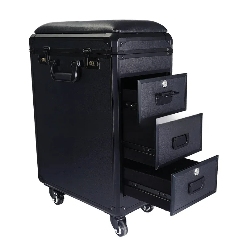 For High-Capacity Draw-Bar Box Dual Purpose Able Arm Bracket Portable Suitcase Tattoo Trolley Bag Artist Tools Storage CAS