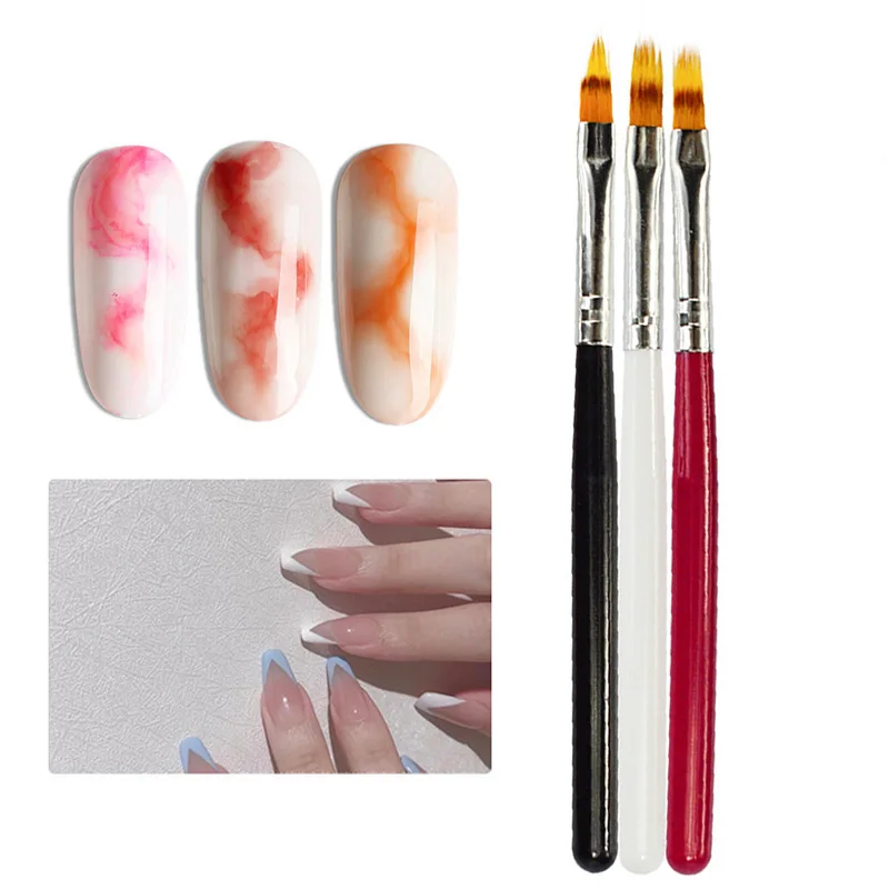 Pincel de uñas para manicura, pincel suave de gradiente para esmalte UV, dibujo, pintura, decoración, puntas francesas, herramientas de manicura