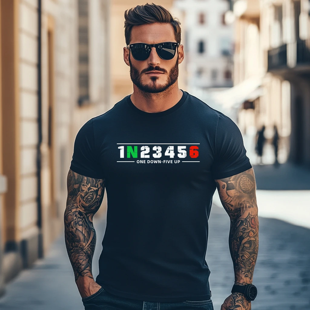 1N23456 Motorcycle Shift Biker Motorcyclist T-Shirt Men Clothing Casual T Shirt Summer Short Sleeve O-neck Top Tees