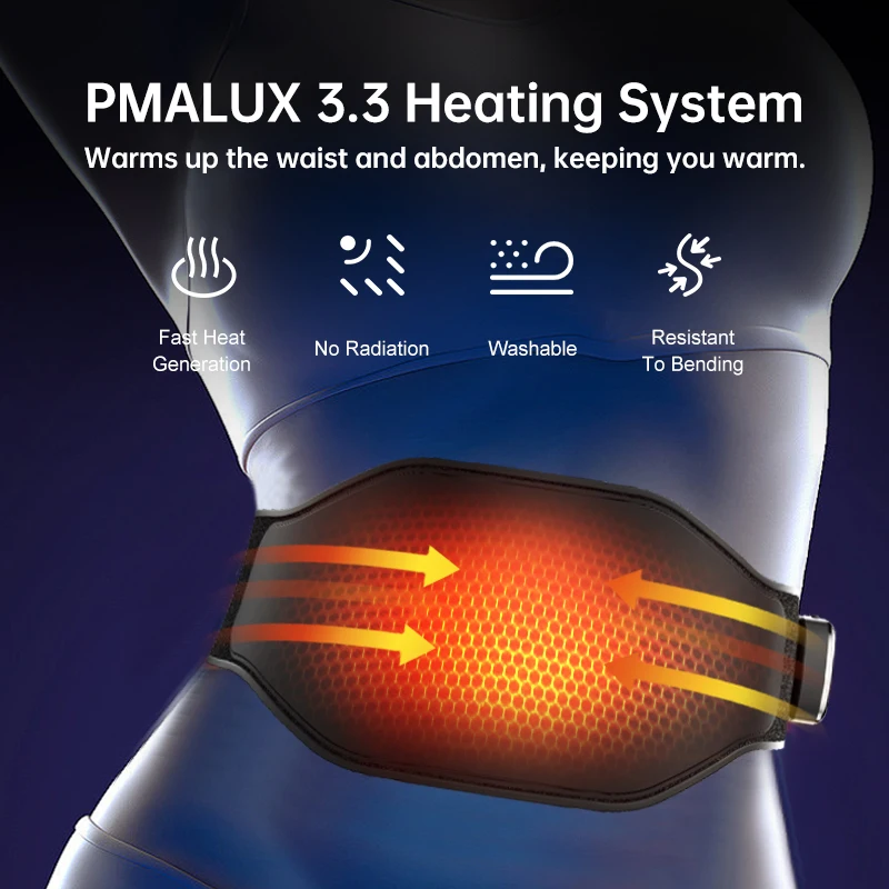 Smart Graphene Heating Electric Belt Brace Waist Massager with 3 Modes and Infrared Physiotherapy for Back Abdominal Pain Relief