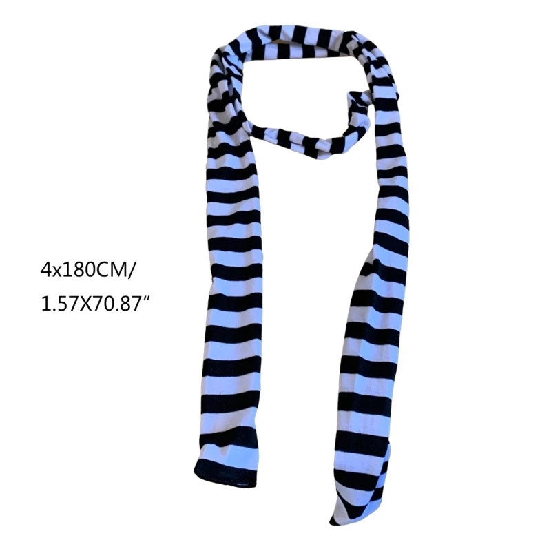 Lady Goth Harajuku Cool Scarve Y2k Girl Stripe Long Knitted Scarves Fashion Cloth Unisex Street Casual Neckerchief