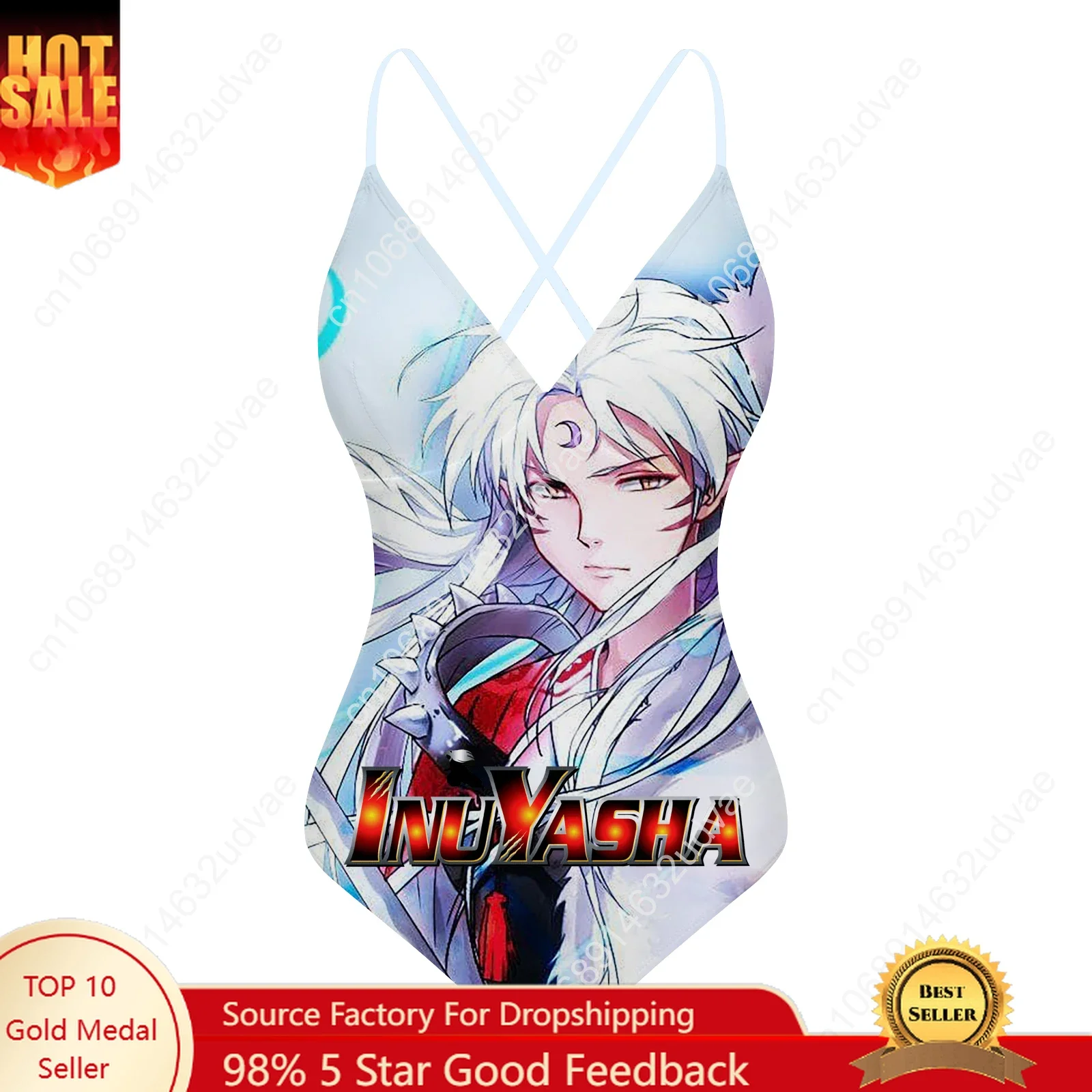 

Женский купальник-бикини с V-образным вырезом и открытой спиной Inuyasha Sesshomaru, индивидуальный пошив, пляжная одежда для бассейна