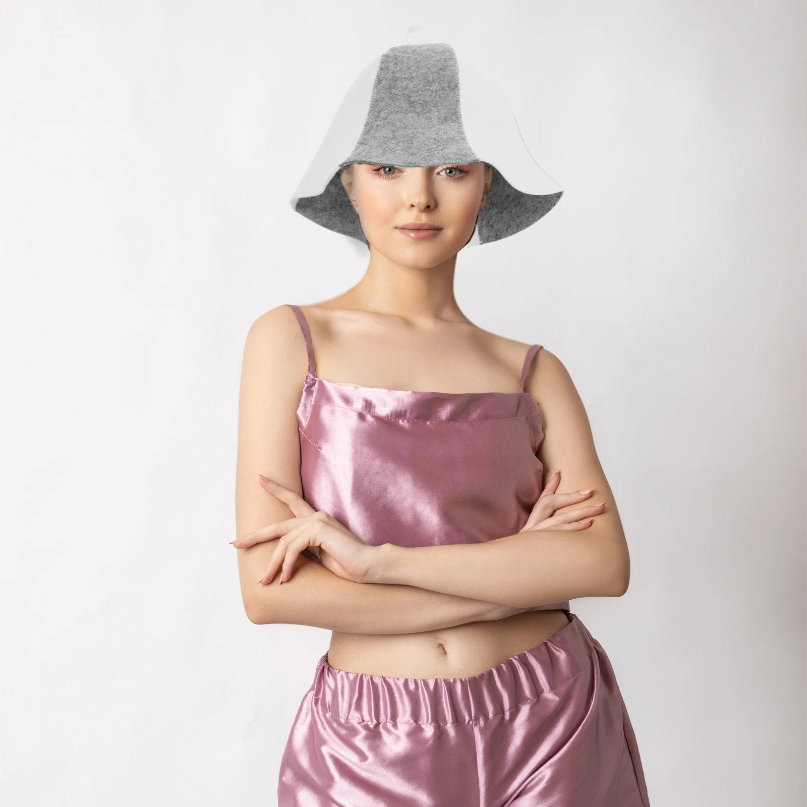 

3 pcs Felt Bath Hats Sauna Hat for Women Men Thick Breathable Caps Comfortable Gray White 6 Pieces Unisex Soft