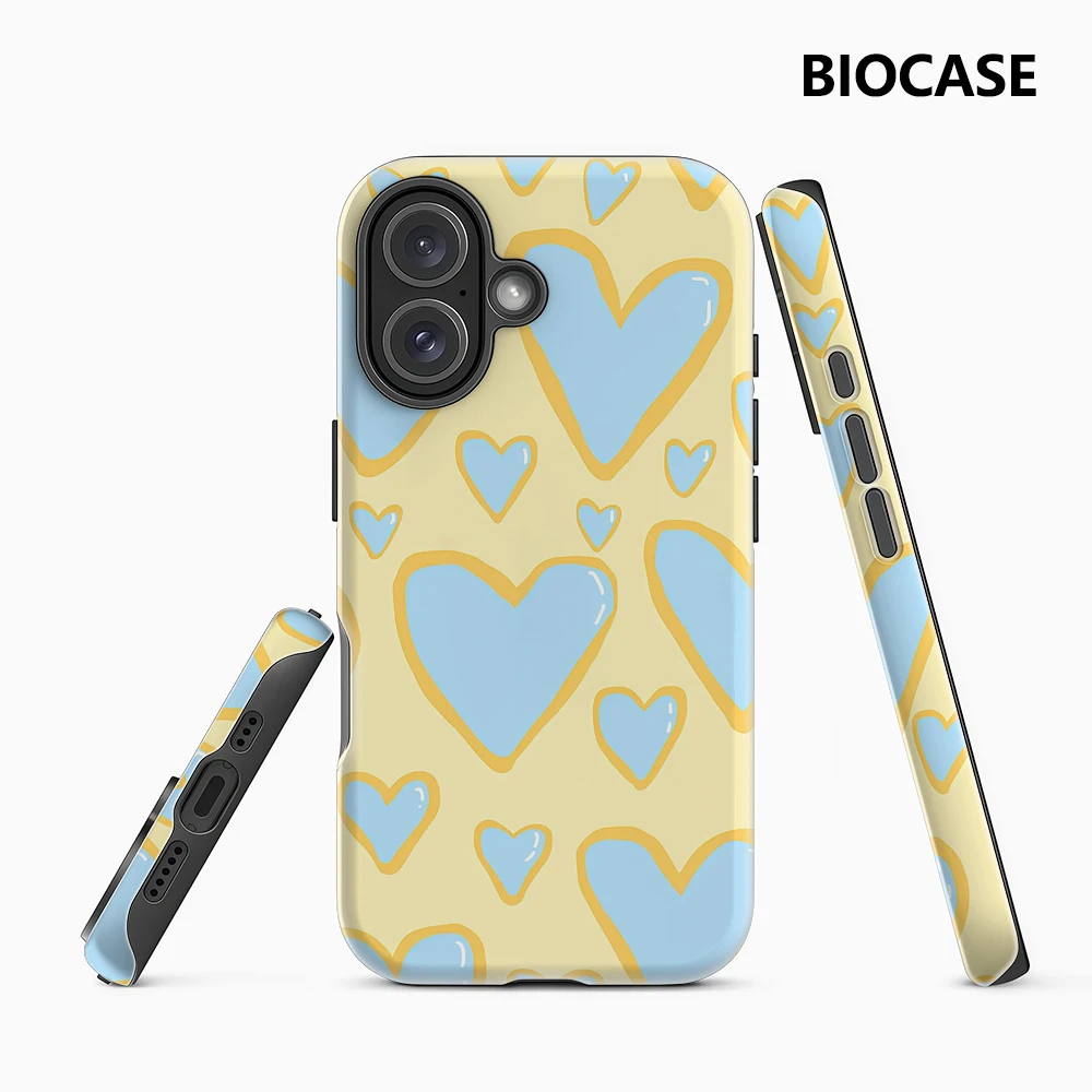 Gelb Blau Fresh Hearts IPhone 17 Must-Haves Handyhülle für IPhone 17 16 15 14 13 12 Pro Max Plus Doppelschichtige Rückseite