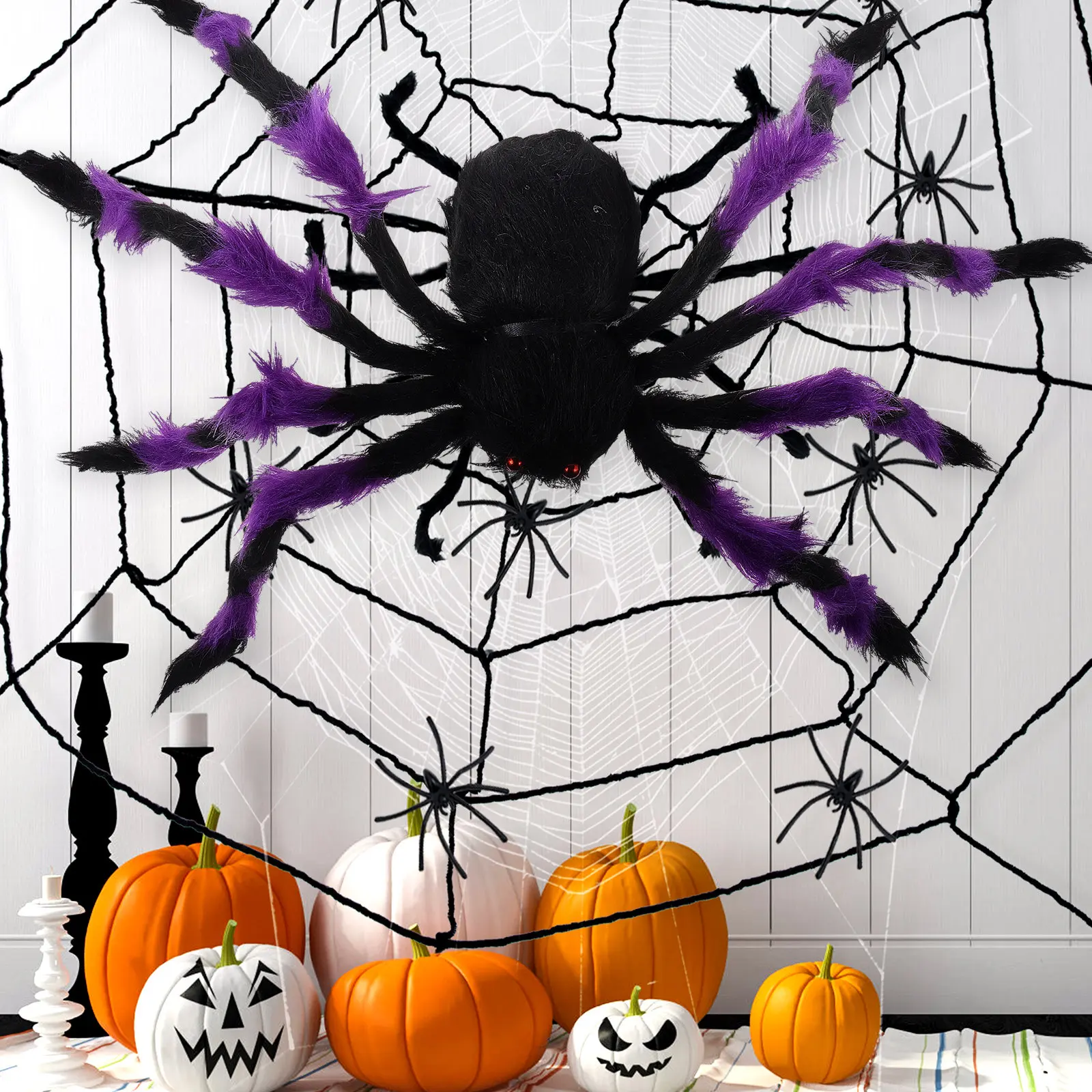 

Giant Realistic Spider Halloween Decoration Haunted House Prop Bent Legs Simulation Fake Scary Spider Decor Halloween Spiders