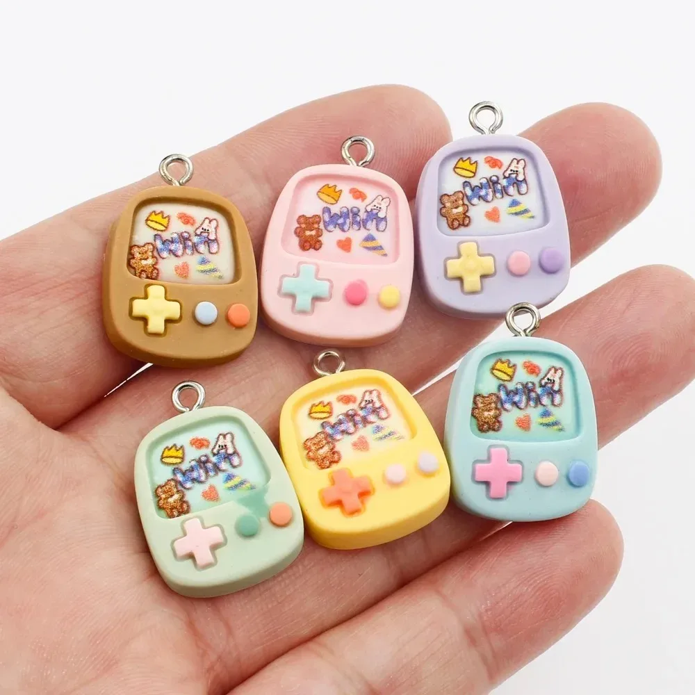 10Pcs Cartoon Game Controller Resin Charms Kawaii Mini Game Console Pendants DIY Jewelry Findings for Earrings Necklace Keychain