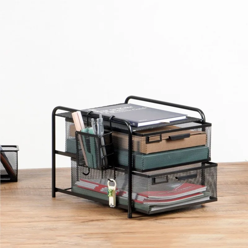 Multifunctional Office Desktop File Sorting And Storage Box 2nd Floor 3rd Floor 4th Floor File Holder Metal Mesh Storage Rack L