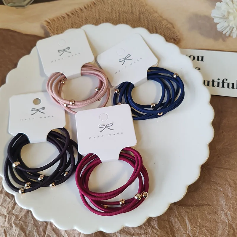 6pc Elegant Good Solid High Elastic Hairbands Hair Tie Rope for Women Girls Kids Ponytail Holder Cute Hair Accessories