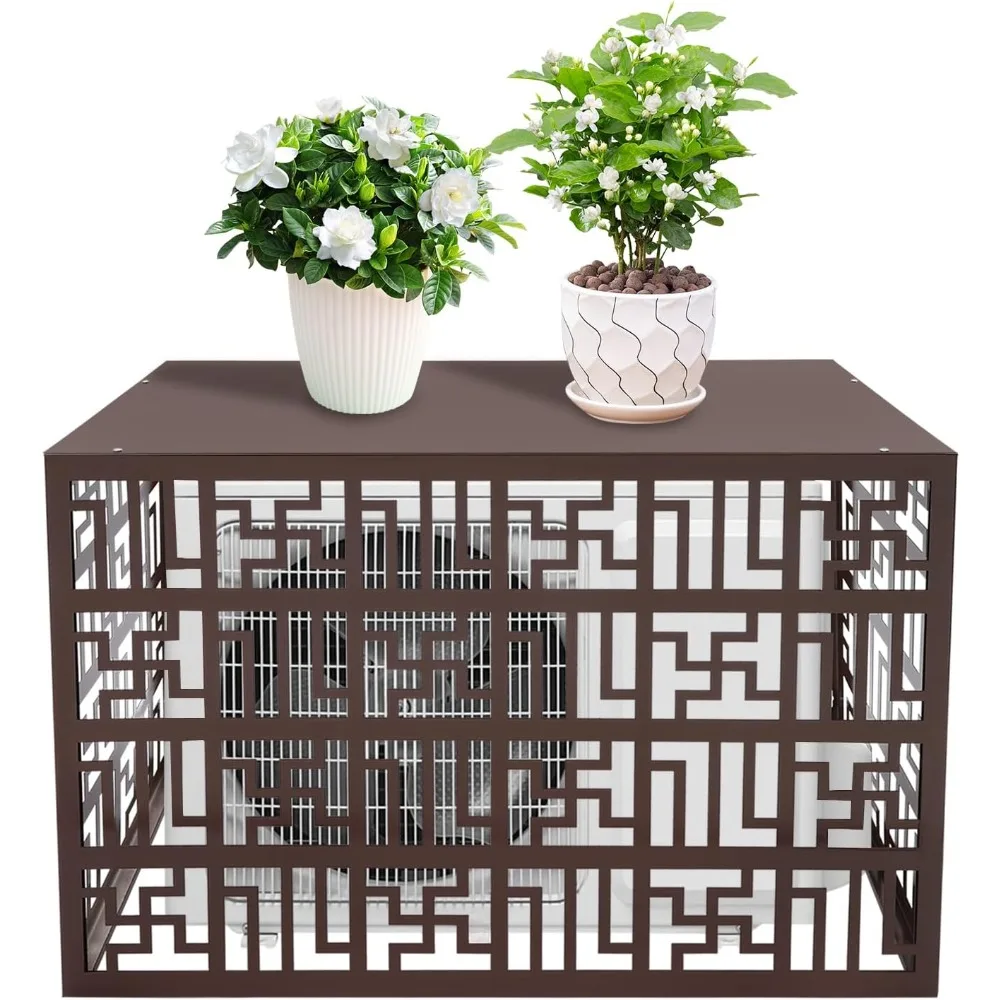 エアコンフェンス 43.31×31.5インチ 高さ4パネル アルミ合金製プライバシースクリーン 屋外プール設備囲い