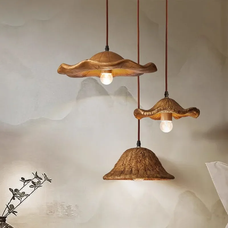 Homestay Tea Room Zen inspired Small Chandelier Restaurant Lotus Leaf Retro Wabi Sabi Style Retro Lighting Fixtures