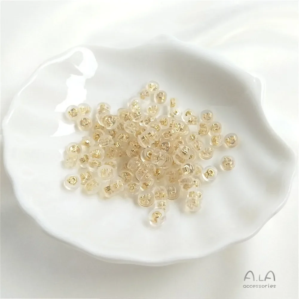 14K Gold Plated Ear cap, ear stud, ear plug, earring, anti-allergy soft silica gel, gold and silver ear accessories