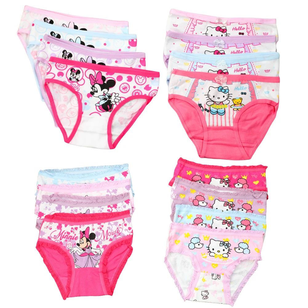 2Pcs/Bag 2-10Y New Girl Underwear Minnie Cotton Cartoon Children knickers Girls Underpants Kids Panties flat angle Panty Brief