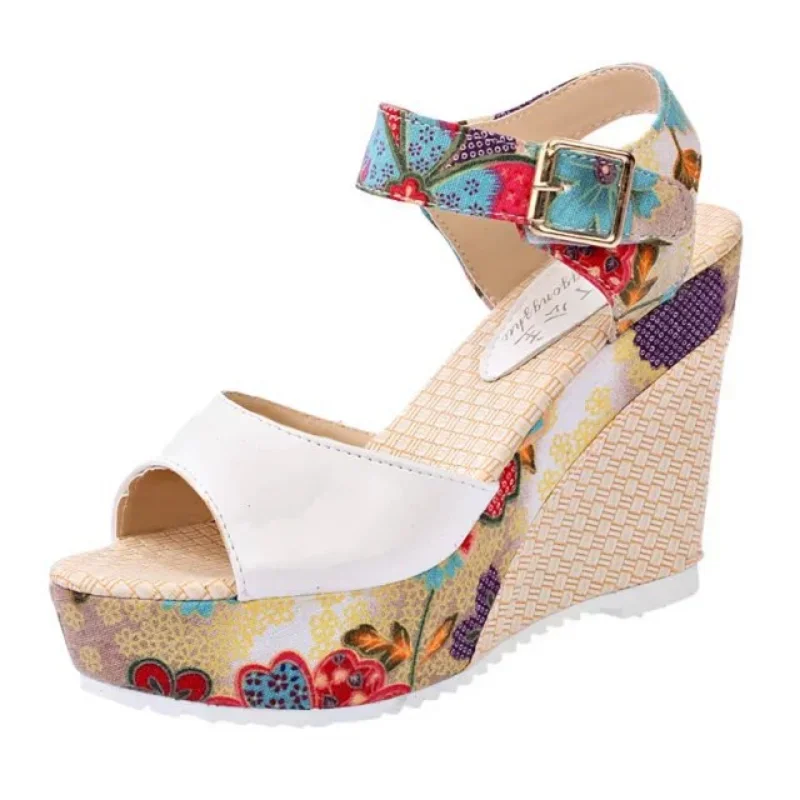 Maogu Summer Platform Wedges Heel Casual Shoes Woman Floral Super High Heels Sandalias Zapatos Mujer 2023 Women Open Toe Sandals