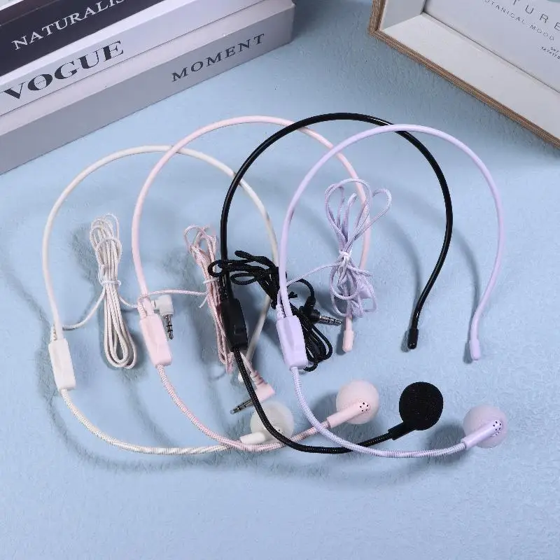 ●1Pcs Wired 3.5mm Plug Guide Lecture Speech Headset Mic Portable Head-mounted Headset Microphone For Teaching Meeting