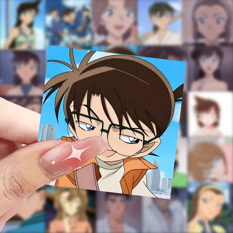 Bandai 59 buah stiker Detektif Conan DIY stiker bagasi telepon kulkas stiker Anime tahan air gambar Anime stiker mainan