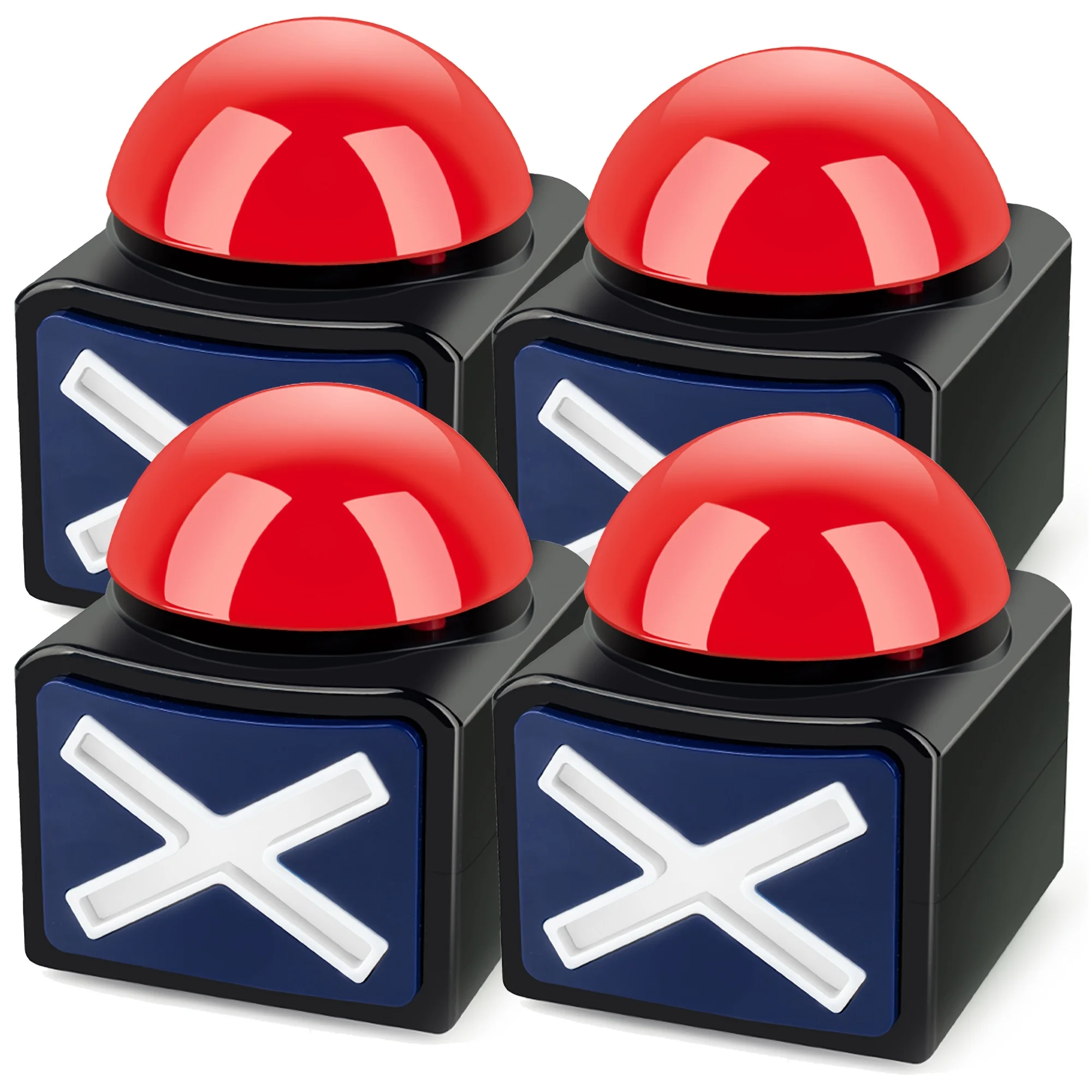 Black and Red Light-Up Sound Buzzer for Trivia Games - Durable Plastic, Ideal for Family Quiz Night and Entertainment