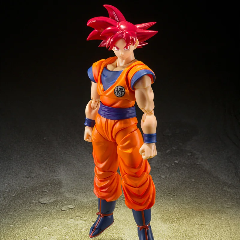 Bandai SHF Dragon Ball Super Saiyan God Son Goku -Tadashiki Kokoro ga Motarasu Saiyajin no Kami- Figure Model Toy Gift for kid