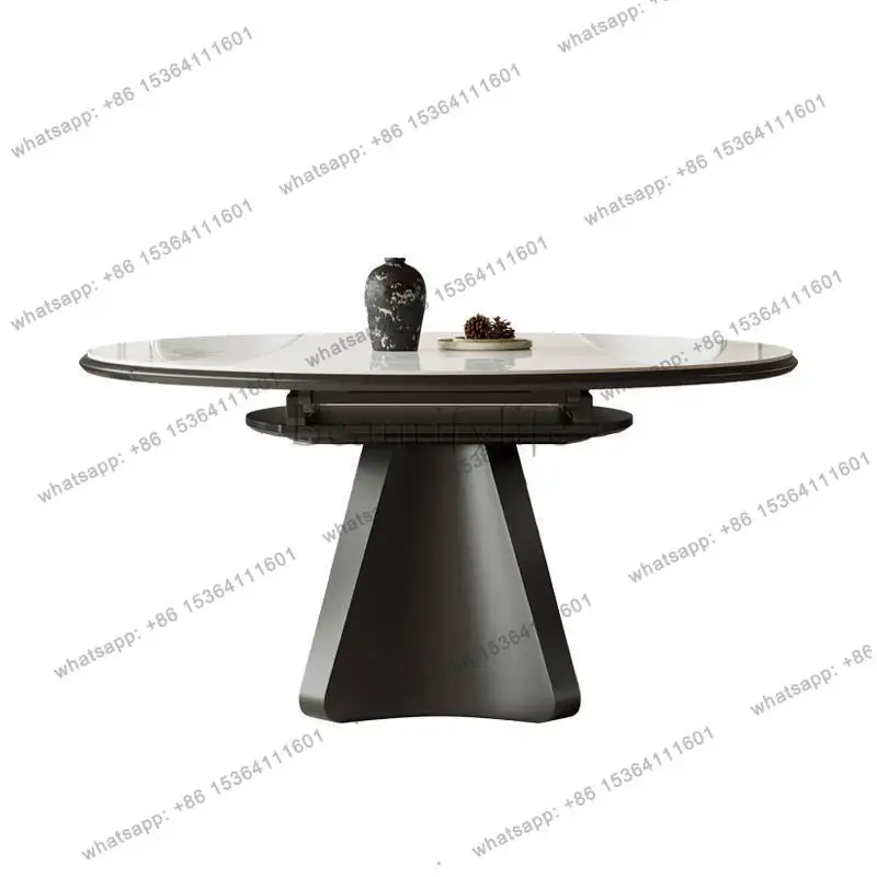 

Retractable rock slab dining table Modern light luxury square table Variable round high-end dining table