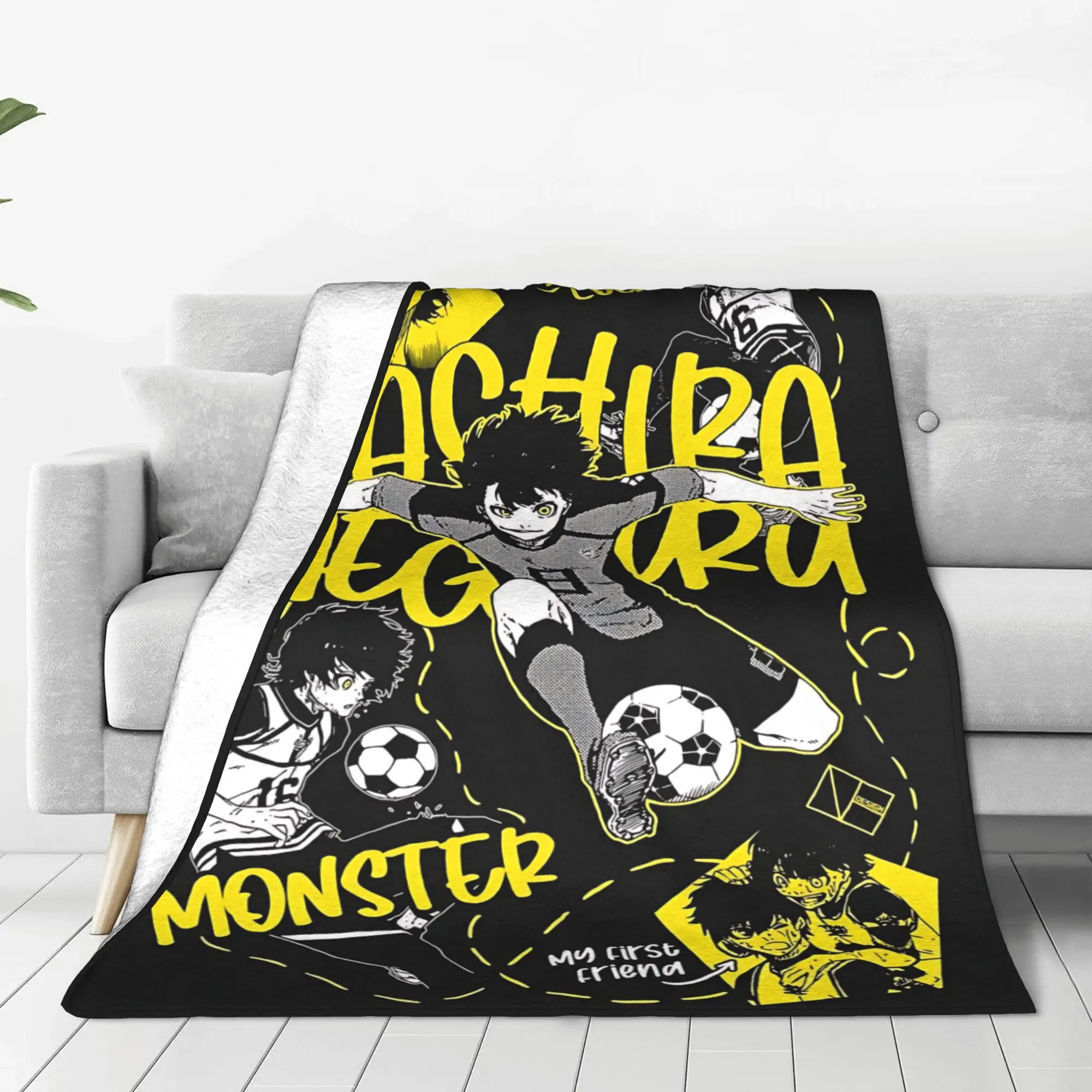 1PC home Cutecore Blue Lock Football Anime  Blanket Super Cosy Plush Home Living Room Sofa halloween