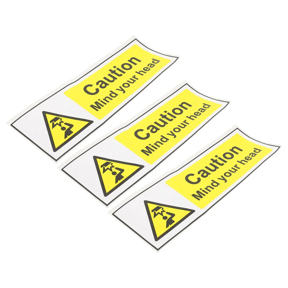 3-teilige Beschilderungsetiketten-Aufkleber „Watch Your Head“-Schilder „The Caution“, selbstklebender Warnaufkleber aus PVC mit niedrigem Ausverkauf, Decken- und Wanddekoration