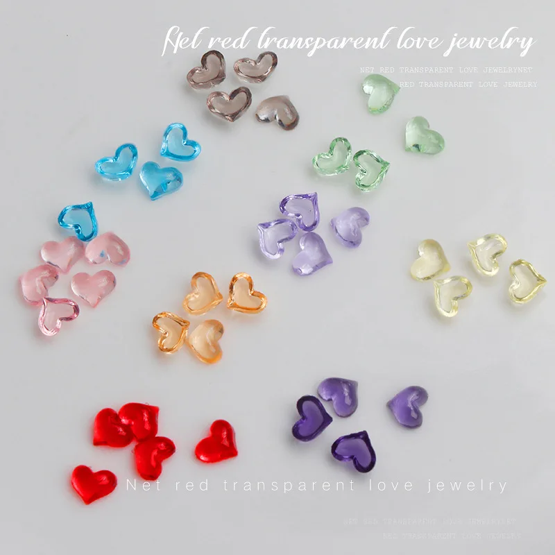 

100Pcs Transparent Love Heart Nail Art Decorations 3D Nail Charms Resin Flatback Rhinestone Gems For DIY Manicure Accessories