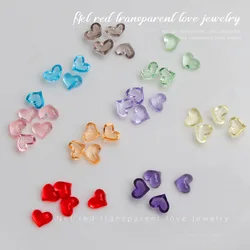 Breloques transparentes en forme de cœur pour ongles 3D, 100 pièces, décorations Nail Art, en résine, à dos plat, gemmes pour bricolage, accessoires de manucure