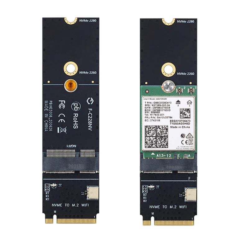 การ์ดอะแดปเตอร์ NVME ถึง M2 WIFI รองรับคีย์ A + E และ Ekey M2 NGFF PCIE โปรโตคอลการ์ดเครือข่ายไร้สาย