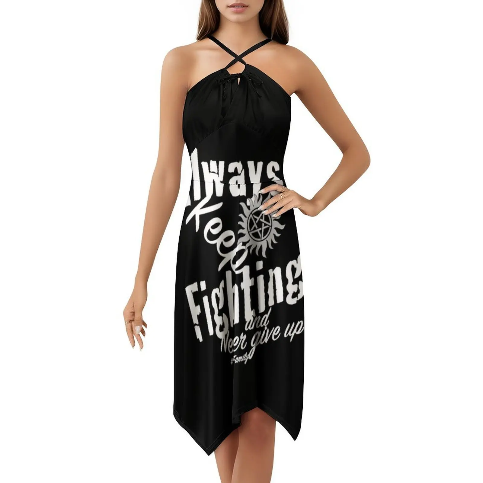 استمر في القتال فستان بوهيمي بدون أكمام متعدد الطباعات فستان حفلات عطلة الشاطئ دائمًا استمر في القتال جاريد باداليكي #5