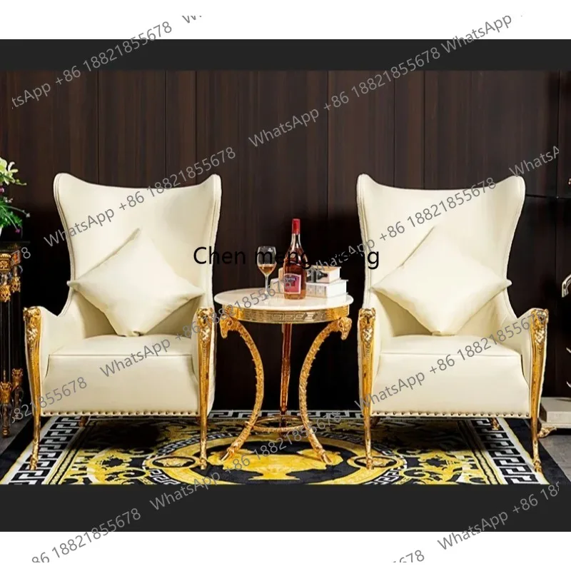 

Европейский сидячий удобный диван, кресло для отдыха, постмодернистский легкий роскошный стул со спинкой, комбинация резного стола и стула