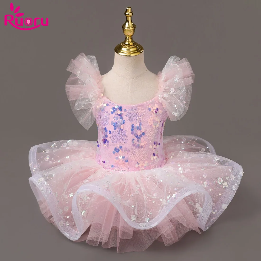 

Ruoru Girls Ballerina Prom Party Ballet Costume Girl Kids Sequined Ballet Dress Dancewear Gymnastic Leotard Ballet Tutu Dress