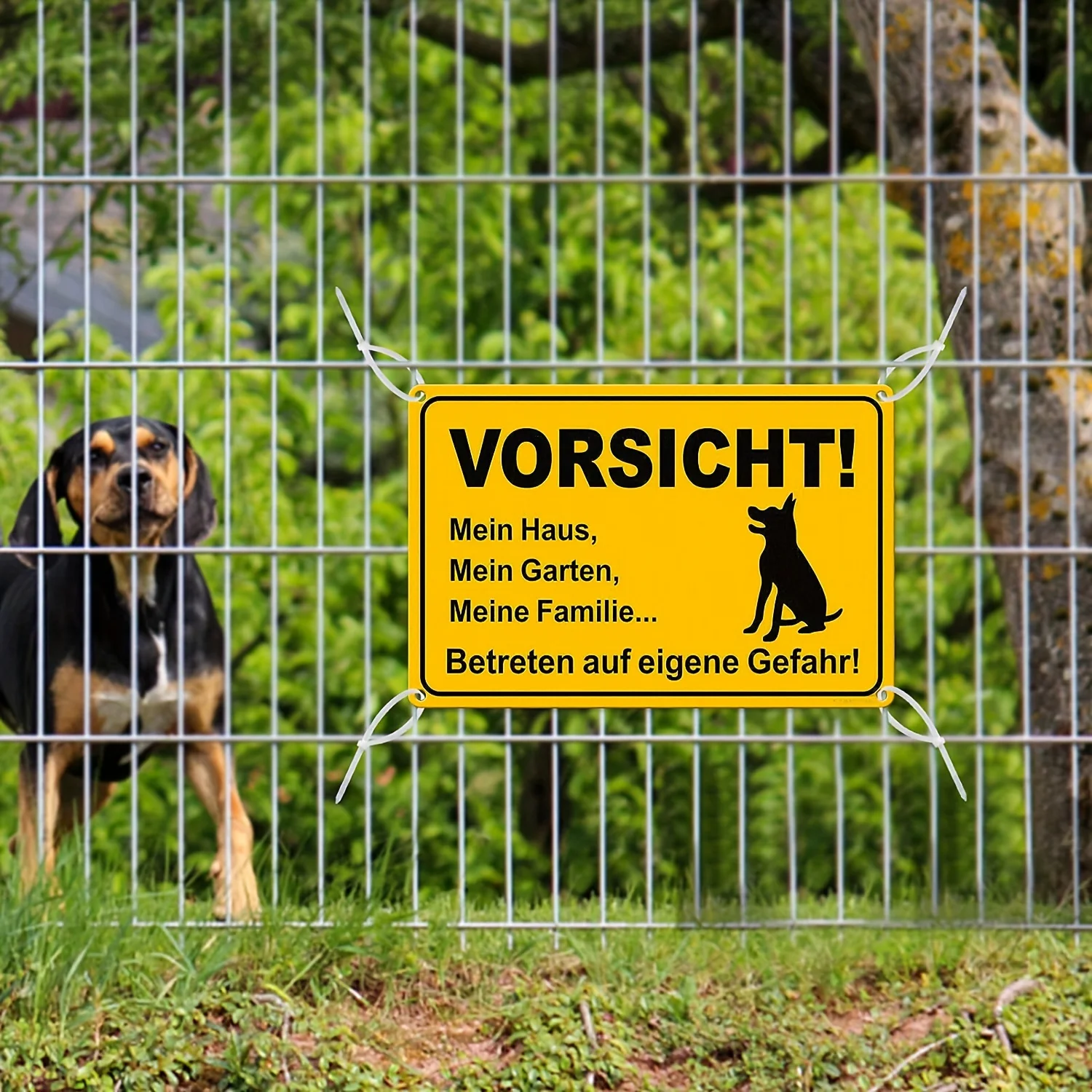 Metal Tin Signs, Warning Dog Sign, with German 