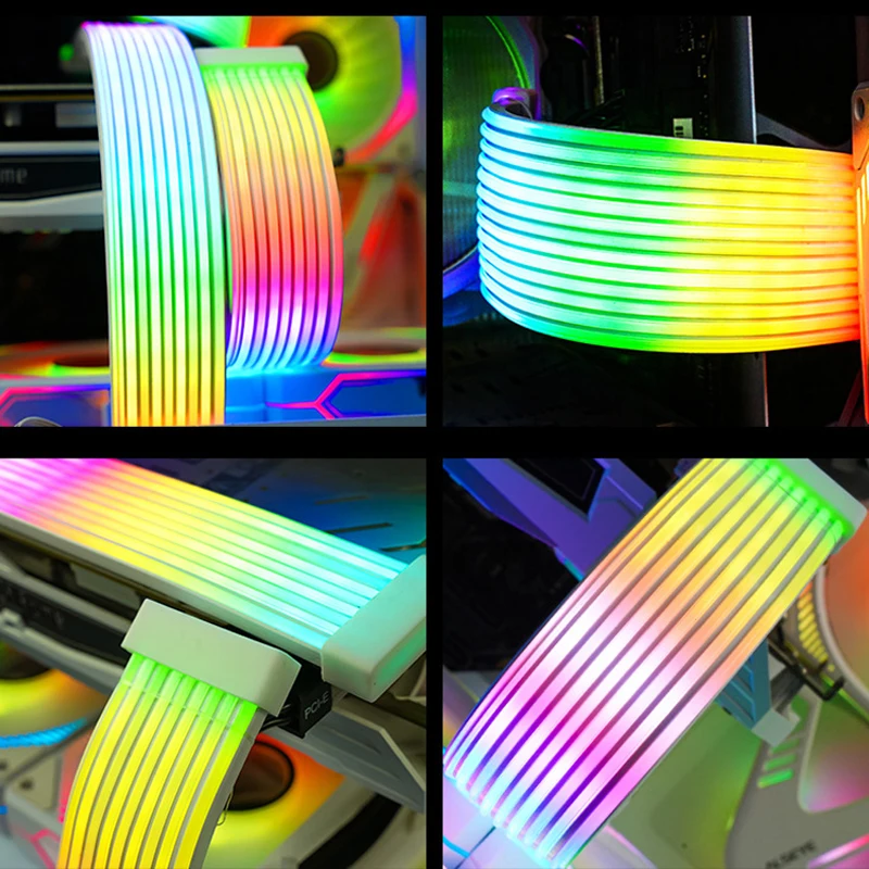 X8 X12 5V 3Pin ARGB Sync PC Cable 8/24PIN Motherboard Power Extension Cable Flexible LED Strip Light DIY Kit Video Card 8Pin 6PI