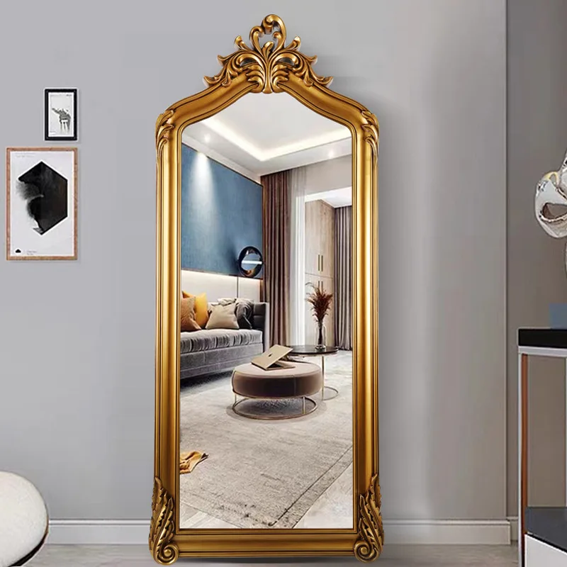 Simple European-style carved clothing store, fitting mirror, living room, corridor full-length mirror, retro floor mirror, dress