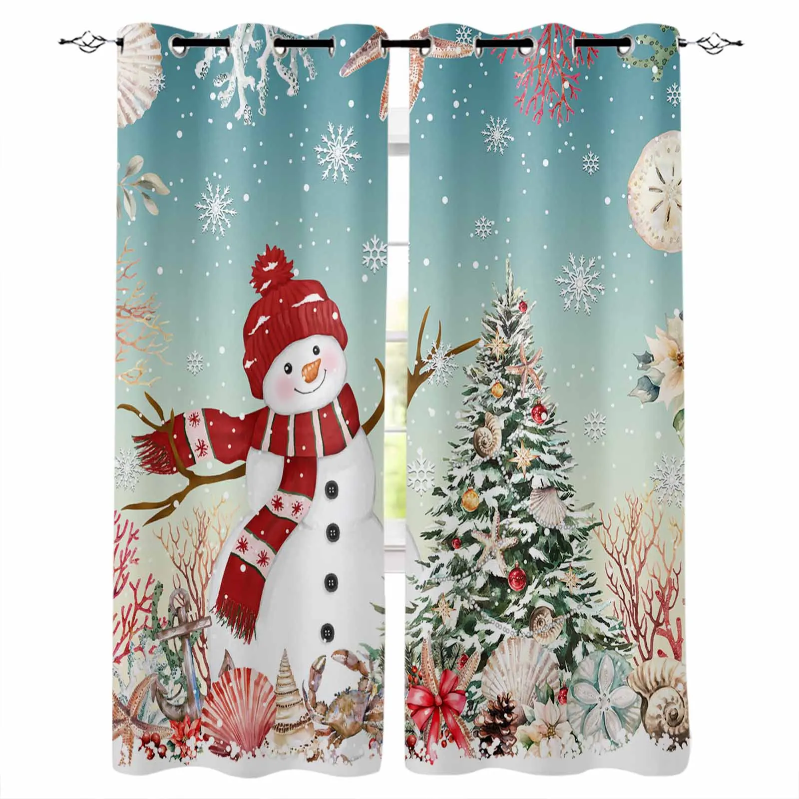 Christmas And Winter Snowman Curtains For Kitchen Bedroom Window Treatment Curtains For Living Room Home Decor